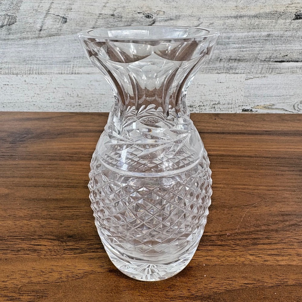 Vintage WATERFORD Clear Cut Crystal Vase Glandore Pattern Deep Diamond Cut 5.5